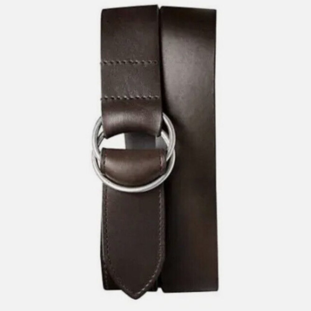 NWT Shinola Men's Double Ring Leather Belt  Dark Brown size S